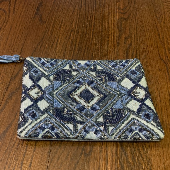 Very good condition Mary Frances Blue Sequin Clutch Wristlet - Picture 6 of 6